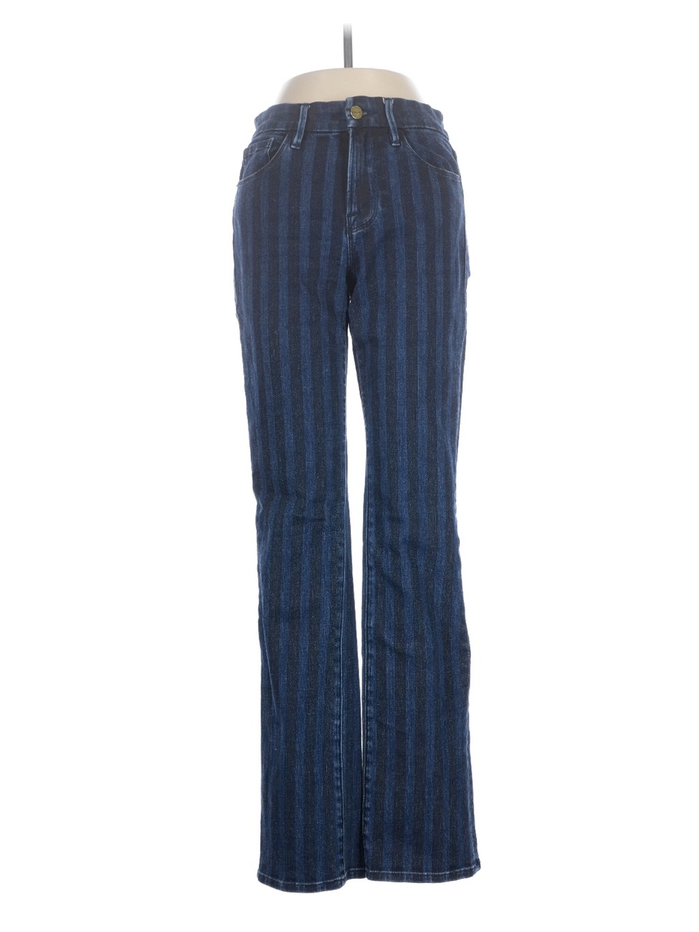 Frame Denim Navy Vertical-Stripe Jeans